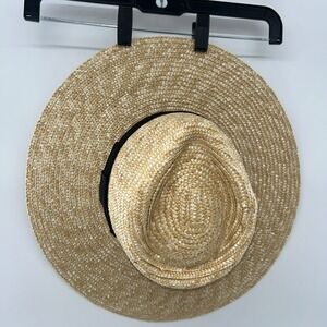 BRIXTON Wheat Straw Fedora Hat‎ Unisex Adult  7 1/4" Medium Wide Brim Panama Cap